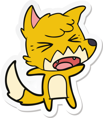 Bir insan tarafından çizilmiş kızgın bir tilkinin çıkartması.