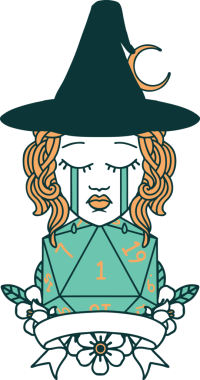 Retro Dövme Tarzı Ağlayan İnsan Cadısı Bir insan tarafından çizilmiş doğal bir rulo