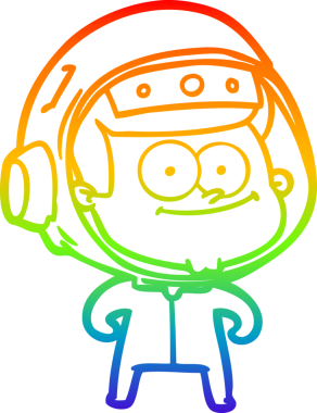 gökkuşağı gradyan çizimi mutlu bir astronot çizgi filmi bir insan tarafından çizildi