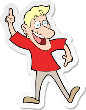 Bir insan tarafından çizilmiş harika bir fikri olan bir karikatürcünün çıkartması.