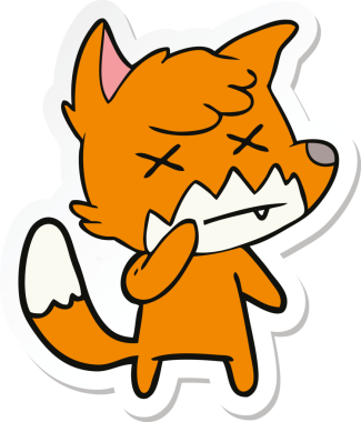 Bir insan tarafından çizilmiş şaşı tilkinin çıkartması.