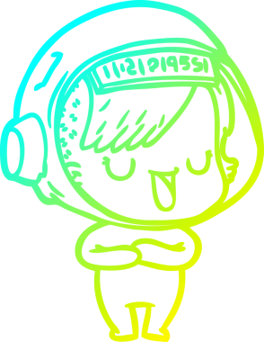 Bir insan tarafından çizilmiş soğuk gradyan çizgili astronot kadın çizimi.