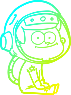 Bir insan tarafından çizilmiş mutlu bir astronot çizgi filmi.