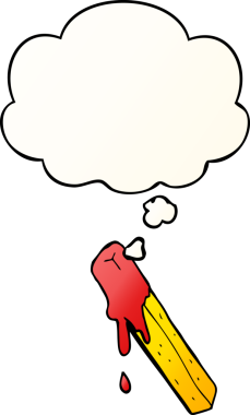 İnsan tarafından çizilmiş yumuşak eğimli düşünce baloncuğu ile kızartılmış çizgi film.