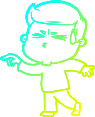 Bir insan tarafından çizilmiş terleyen bir çizgi film karakteri çizimi.