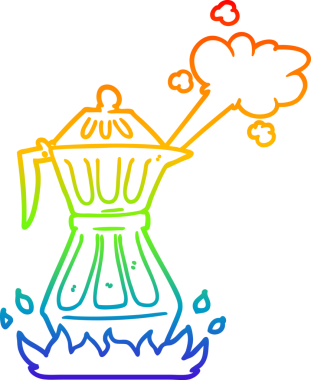 Bir insan tarafından çizilmiş dumanı tüten bir espresso kabının çizimi.