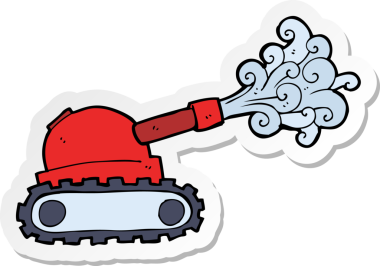 Bir insan tarafından çizilmiş karikatür tankının çıkartması.