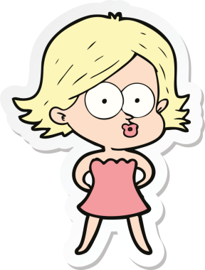 Bir insan tarafından çizilmiş somurtkan bir çizgi film kızının çıkartması.