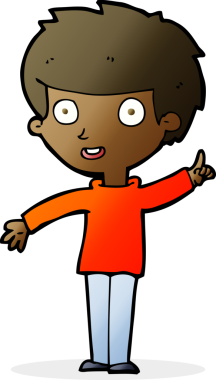 Bir insan tarafından çizilmiş bir fikri olan çizgi film çocuğu.