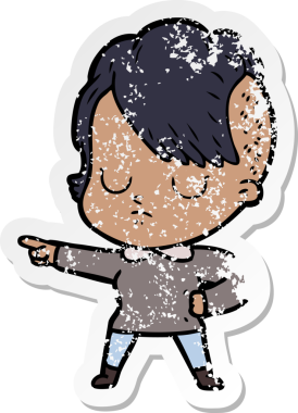 Bir insan tarafından çizilmiş karikatür bir kadının sıkıntılı çıkartması.