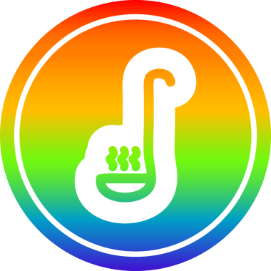 çorba kepçesi dairesel ikonu gökkuşağı gradyan bir insan tarafından çizilmiş