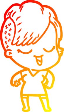 Bir insan tarafından çizilmiş mutlu bir çizgi film kızı çizimi