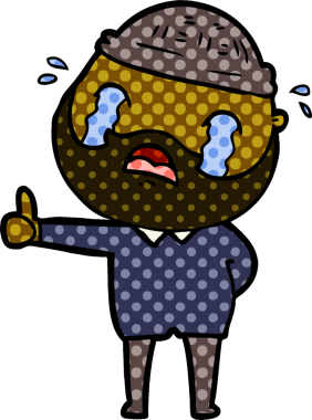 Çizgi film sakallı adam bir insan tarafından çizilmiş ağlıyor.