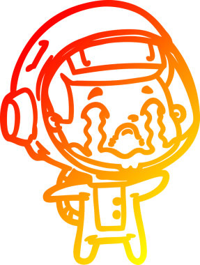 Bir insan tarafından çizilmiş, ağlayan bir astronotun sıcak çizgi çizimi