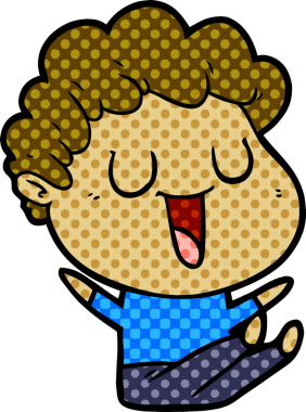 Bir insan tarafından çizilmiş gülen karikatür adam.