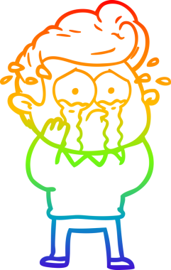 Bir insan tarafından çizilmiş ağlayan bir adamın çizdiği gökkuşağı gradyan çizgisi.