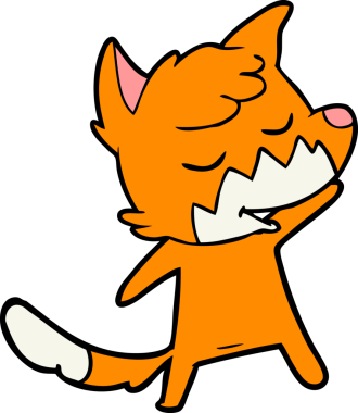 Bir insan tarafından çizilmiş dost canlısı çizgi film tilkisi