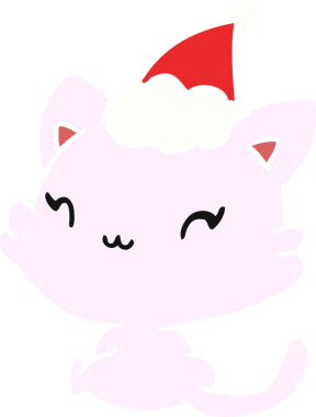 Bir insan tarafından çizilmiş kawaii kedisinin el çizimi karikatürü.