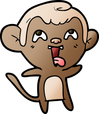 Bir insan tarafından çizilmiş çılgın çizgi film maymunu