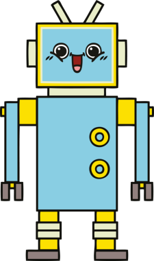 Bir insan tarafından çizilmiş sevimli bir robot karikatürü.