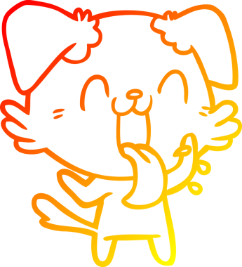 Bir insan tarafından çizilmiş çizgi film köpeğinin sıcak çizgi çizimi