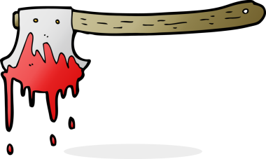 Bir insan tarafından çizilmiş kanlı balta.