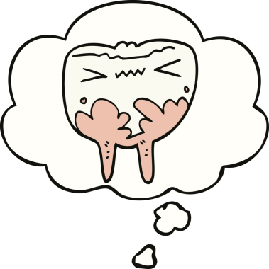 Bir insan tarafından çizilmiş kötü dişli bir çizgi film.