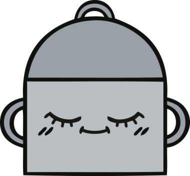 Bir insan tarafından çizilmiş güzel bir yemek tenceresi karikatürü.