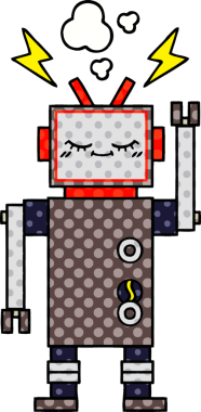 Bir insan tarafından çizilmiş dans eden bir robotun çizgi romanı.