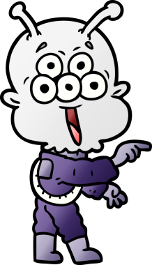 Bir insan tarafından çizilmiş mutlu bir uzaylı çizgi filmi.