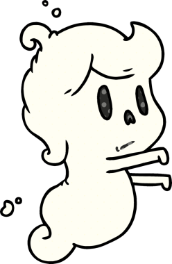 Bir insan tarafından çizilmiş sevimli bir kawai hayaletinin karikatür çizimi