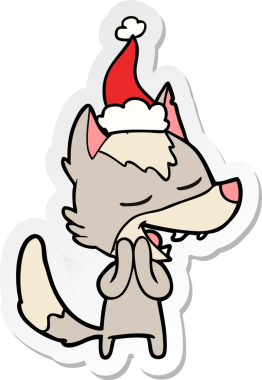 Bir insanın çizdiği Noel Baba şapkasıyla gülen bir kurdun el yazısı.