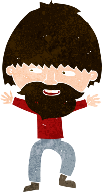 Bir insan tarafından çizilmiş sakallı mutlu adam çizgi filmi.