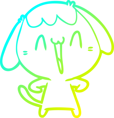 Bir insan tarafından çizilmiş şirin bir çizgi köpeğin soğuk gradyan çizgisi.