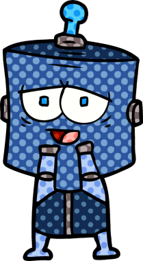 Bir insan tarafından çizilmiş çizgi film robotu