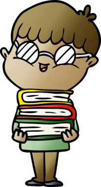 Bir insan tarafından çizilmiş gözlük takan çizgi film çocuğu.