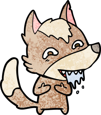 Bir insan tarafından çizilmiş aç kurt çizgi filmi.