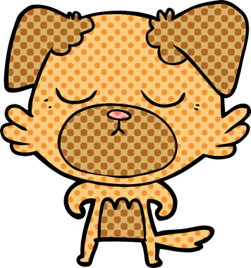 Bir insan tarafından çizilmiş şirin bir çizgi film köpeği.