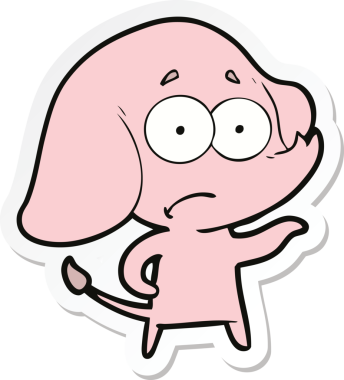 Bir insan tarafından çizilmiş belirsiz bir filin çıkartması.