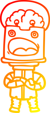 Bir insan tarafından çizilen çizgi film robotunun sıcak çizgi çizimi