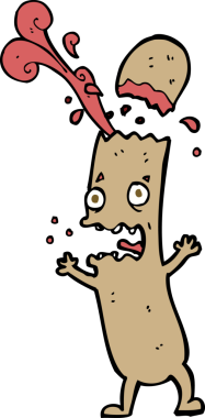 Bir insan tarafından çizilmiş az pişmiş sosis çizgi filmi.