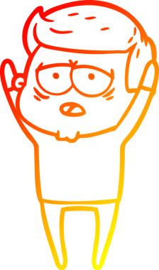 Bir insan tarafından çizilmiş, yorgun bir adamın çizgi çizimi.