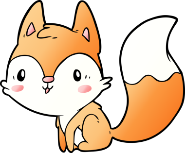 Bir insan tarafından çizilmiş şirin bir tilki çizgi filmi.