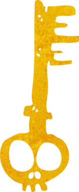 Bir insan tarafından çizilmiş ürkütücü çizgi film anahtarı.