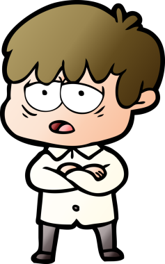 Bir insan tarafından çizilmiş bitkin çocuk çizgi filmi.