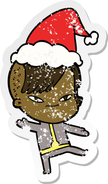 Sevimli bir el çizilmiş. Hipster saç kesimi olan, Noel Baba şapkası takan bir kız çizilmiş. Bir insan tarafından çizilmiş.