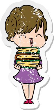 Bir insan tarafından çizilmiş, gülen bir karikatür çıkartması.