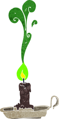 Bir insan tarafından çizilmiş ürkütücü bir şamdan.