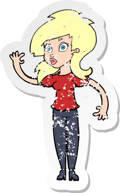 Bir insan tarafından çizilmiş, gerilmiş, karikatür yapıştırması. Güzel bir kadın.