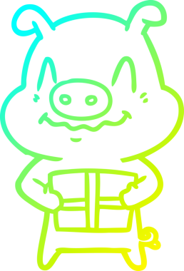 Bir insan tarafından çizilmiş, gergin bir domuz çizgi filmi çizimi.